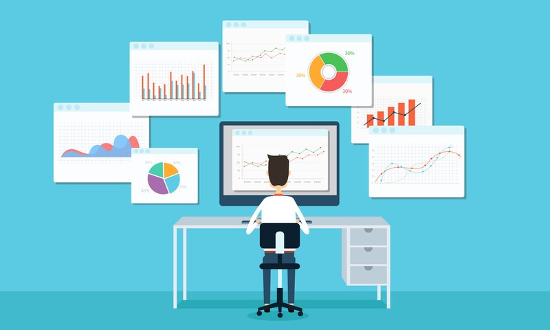 Analyst at computer